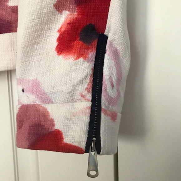 Zara Cotton Abstract Print Floral Moto Jacket XL - Picture 5 of 8